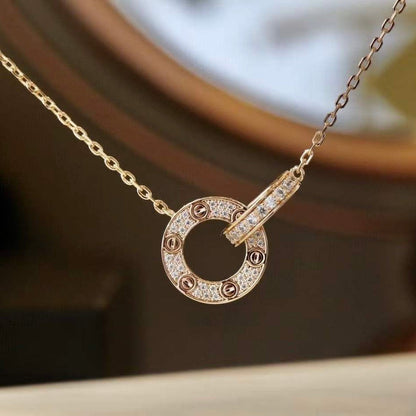 [Spark]LOVE 7.6MM NECKLACE Spark GOLD AND SILVER  FULL DIAMOND