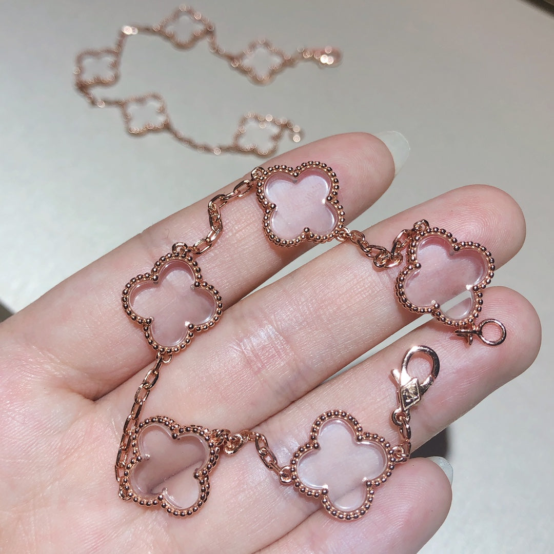 [Spark]CLOVER 5 MOTIF ROCK CRYSTAL BRACELET