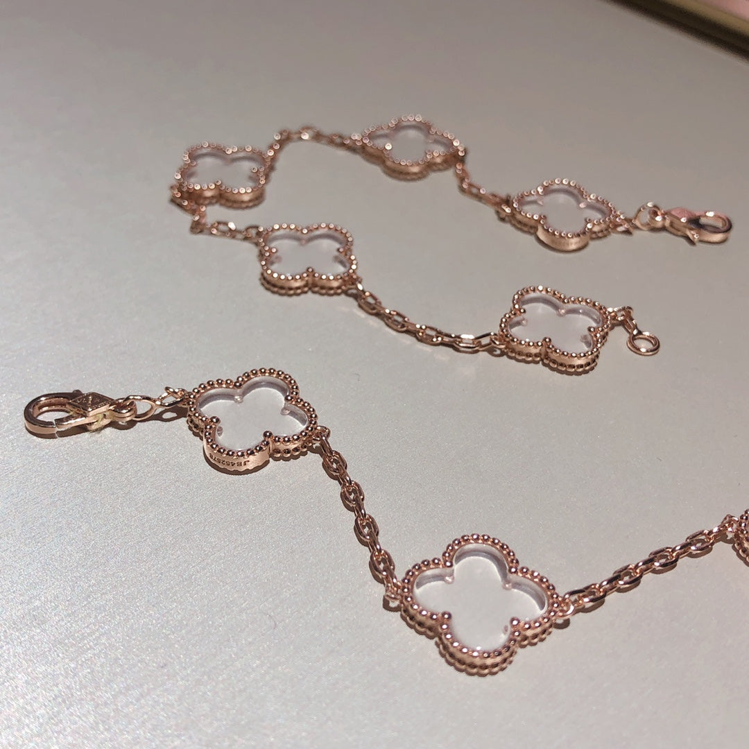 [Spark]CLOVER 5 MOTIF ROCK CRYSTAL BRACELET