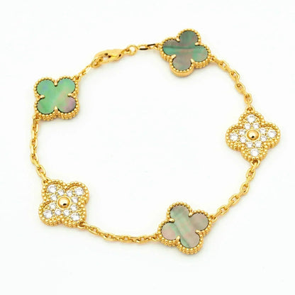 [Spark] CLOVER 5 MOTIF GRAY MOP BRACELET COLLECTION