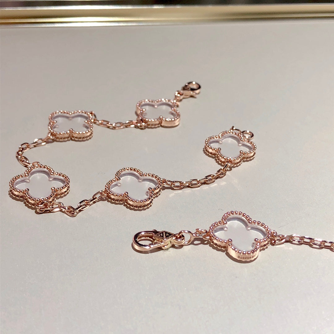 [Spark]CLOVER 5 MOTIF ROCK CRYSTAL BRACELET
