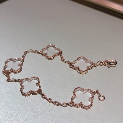 [Spark]CLOVER 5 MOTIF ROCK CRYSTAL BRACELET