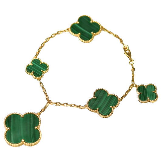 [Spark]MAGIC CLOVER MALACHITE GOLD BRACELET 5 MOTIFS