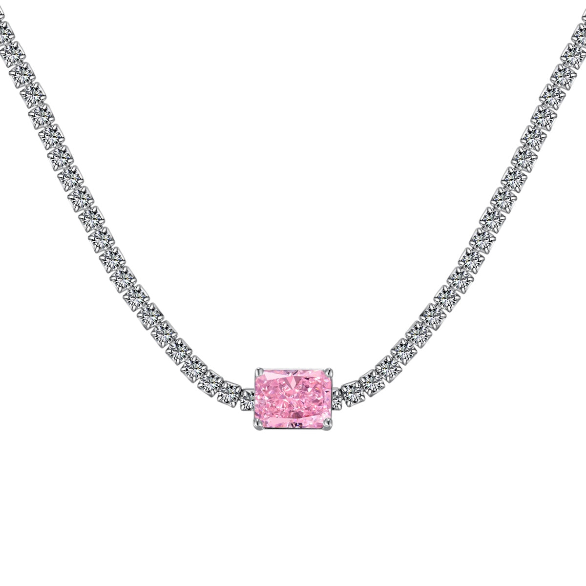 [Radiant Jewelry]2.0 carat Ornate Emerald Cut Necklace