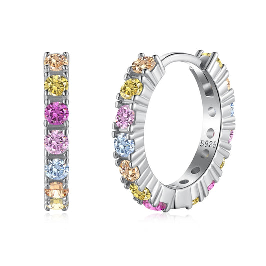 [Spark Jewelry]Radiant Colorful Round Cut Earrings