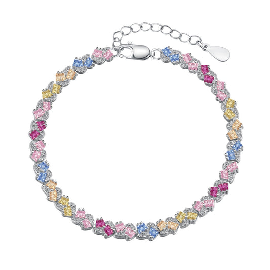 [Spark Jewelry]Ornate Colorful Flower Shape Party Bracelet