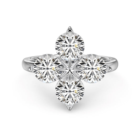 [Spark Jewelry]Four-Leaf Clover Eight-Pointed Star Ring