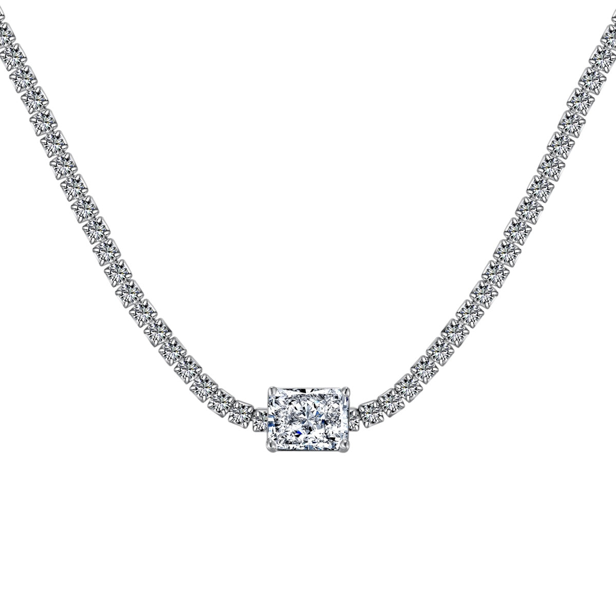 [Radiant Jewelry]2.0 carat Ornate Emerald Cut Necklace