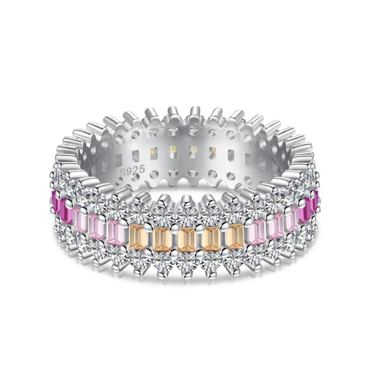 [Spark Jewelry]Ornate Colorful Radiant Cut Daily Ring