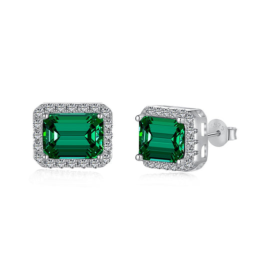 [Spark Jewelry]Luxurious Dainty Emerald Cut Banquet Earrings