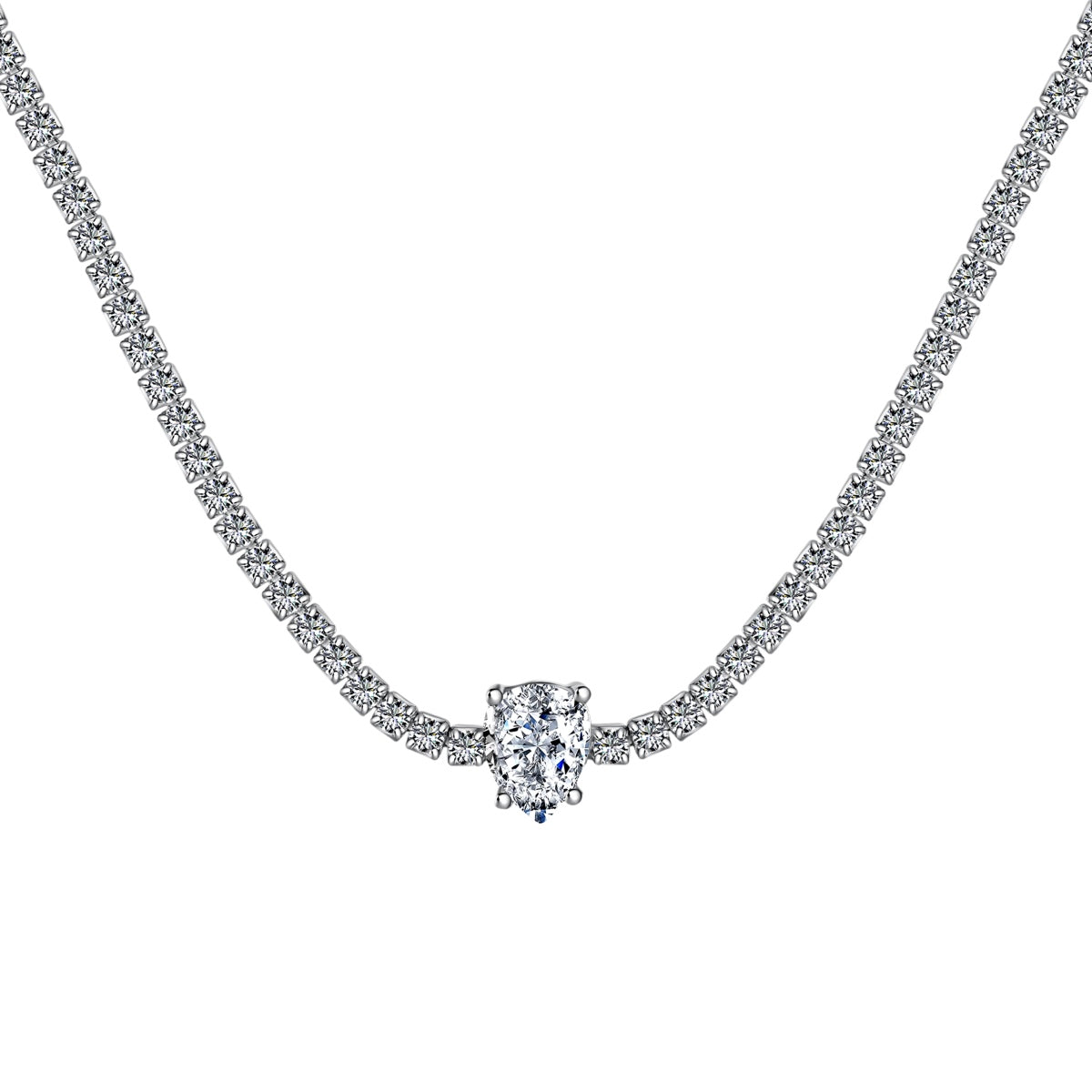 [Radiant Jewelry]1.0 carat Unique Pear Cut Tennis Necklace