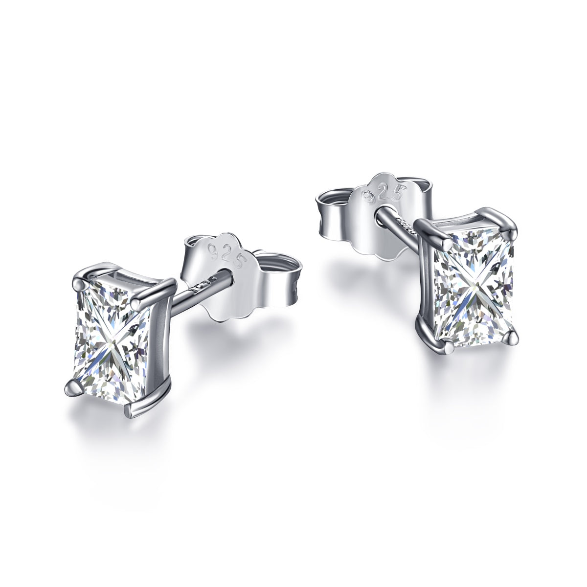 [Radiant Jewelry]Stylish Shiny Rectangular Center Stone Stud Earrings