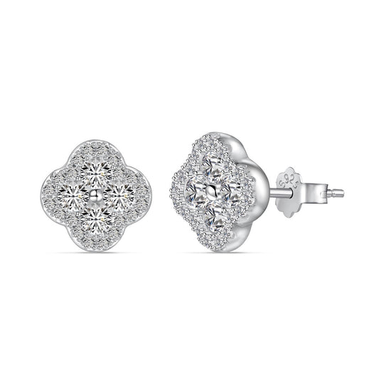 [Spark Jewelry]Four-Leaf Clover Flower Shaped Earrings
