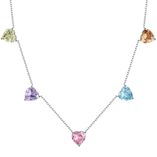 [Spark Jewelry]Sparkling Colorful Heart Cut Necklace
