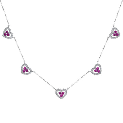 [Radiant Jewelry]Sparkling Five Heart Necklace