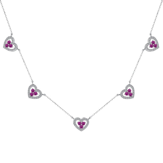 [Spark Jewelry]Sparkling Five Heart Necklace