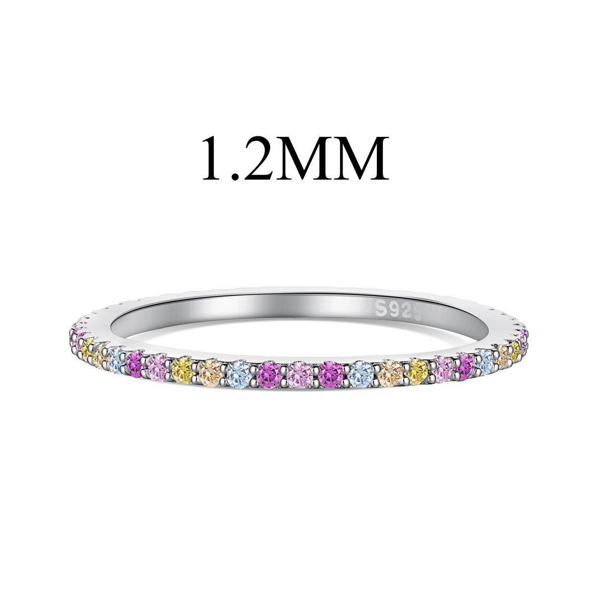 [Radiant Jewelry]Ornate Colorful Round Cut Tennis Ring