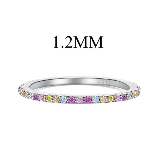[Spark Jewelry]Ornate Colorful Round Cut Tennis Ring