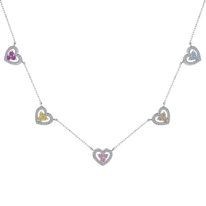 [Radiant Jewelry]Sparkling Five Heart Necklace