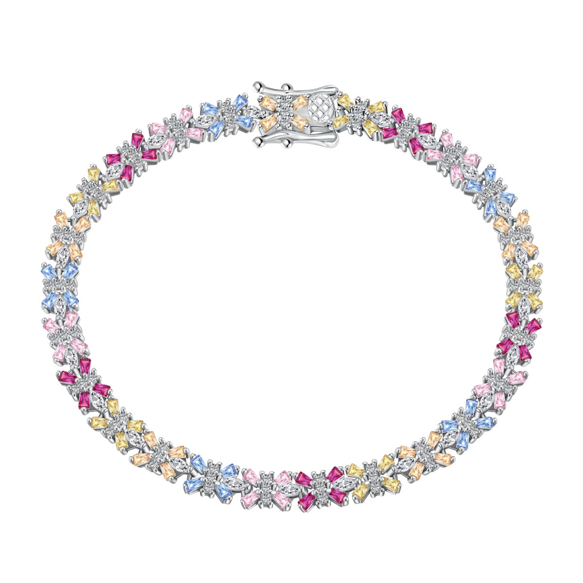 [Radiant Jewelry]Radiant Colorful Emerald Cut Party Bracelet