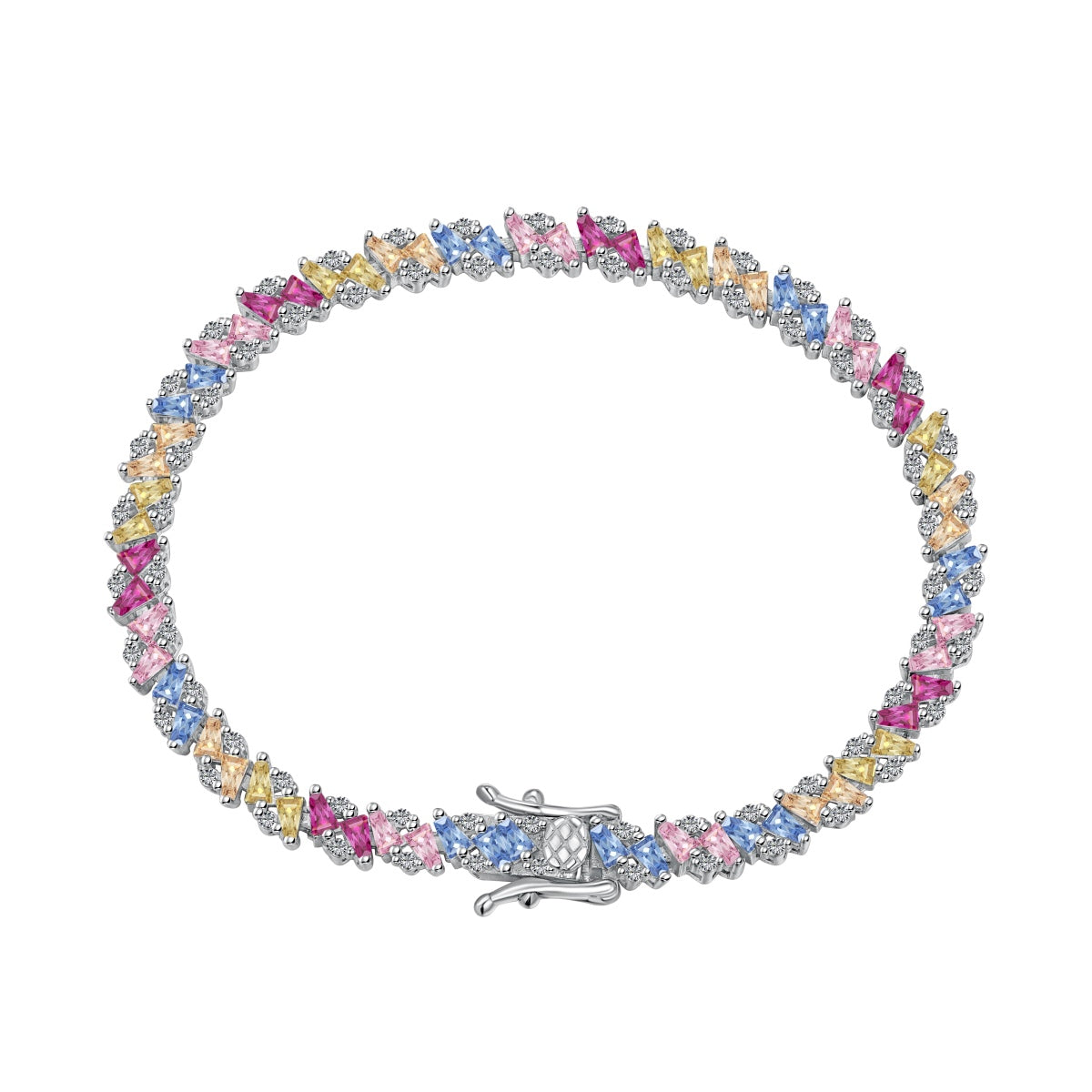 [Radiant Jewelry]Ornate Sparkling Multi Cut Party Bracelet
