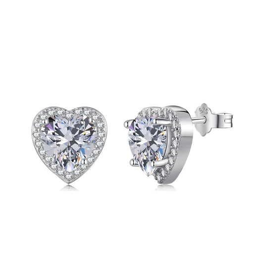 [Spark Jewelry]Sparkling Heart Shape Lover Earrings