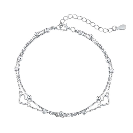 [Spark Jewelry]Dainty Double Layer Love Heart Bracelet