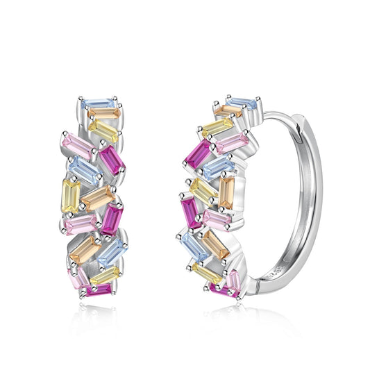 [Spark Jewelry]Dazzling Colorful Emerald Cut Daily Earrings