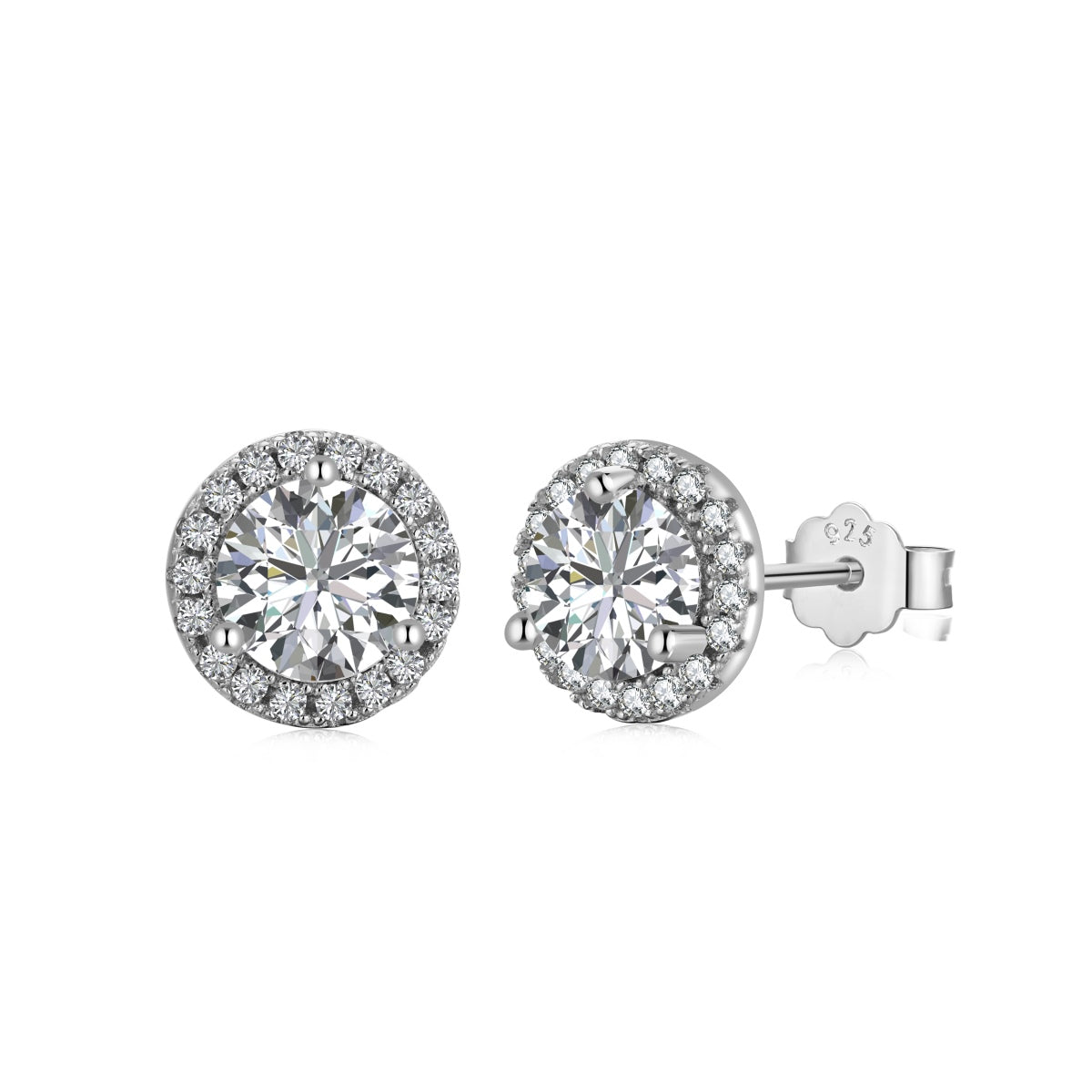 [Radiant Jewelry]Classic Princess Round Shape Earrings