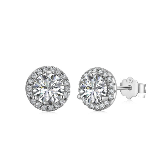 [Spark Jewelry]Classic Princess Round Shape Earrings