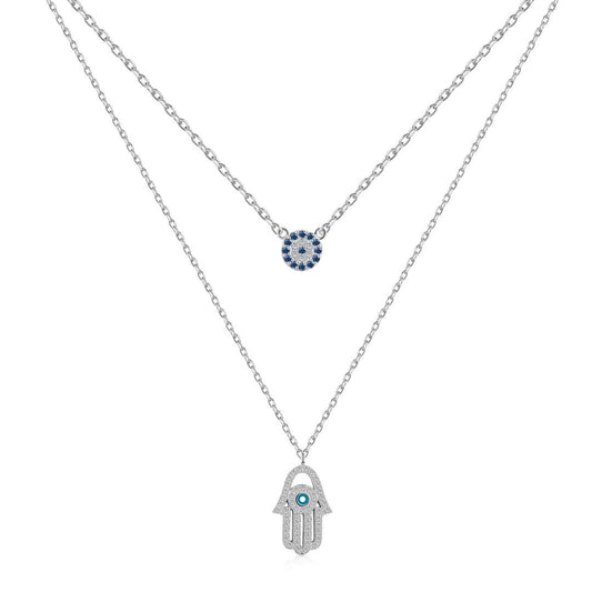 [Spark Jewelry]Demon Eye Hamsa Palm Necklace