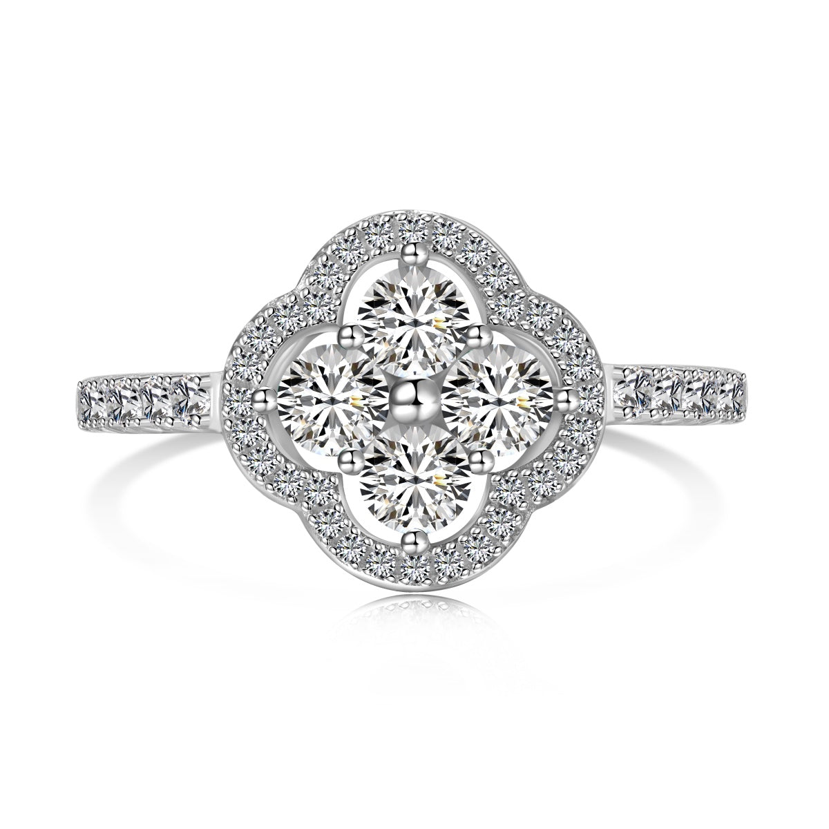 [Radiant Jewelry]Four Leaf Clover Flower Design Ring