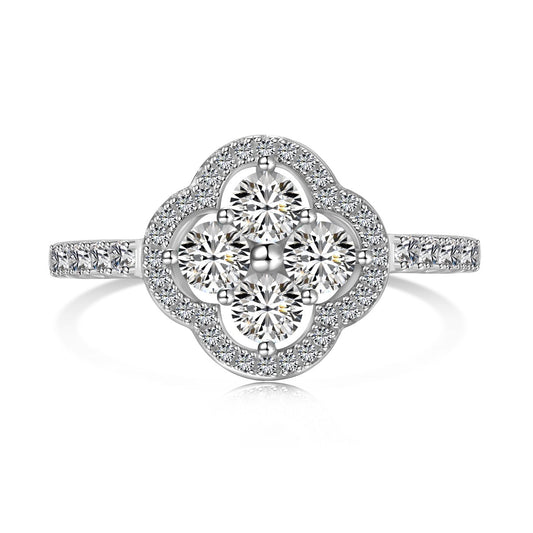 [Spark Jewelry]Four Leaf Clover Flower Design Ring