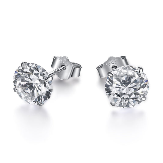 [Spark Jewelry]Stylish Shiny Round Center Stone Stud Earrings