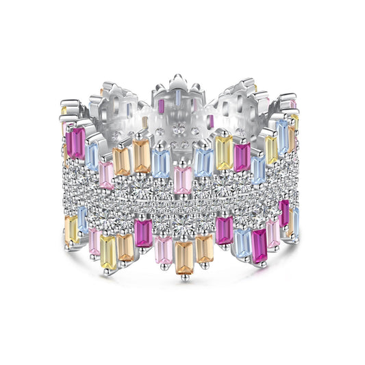 [Spark Jewelry]Luxurious Colorful Radiant Cut Daily Ring