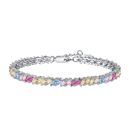 [Radiant Jewelry]Ornate Sparkling Multi Cut Party Bracelet