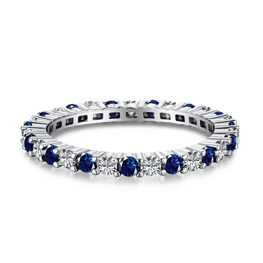 [Spark Jewelry]Exquisite Colorful Round Cut Tennis Ring