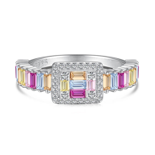 [Spark Jewelry]Exquisite Colorful Radiant Cut Party Ring