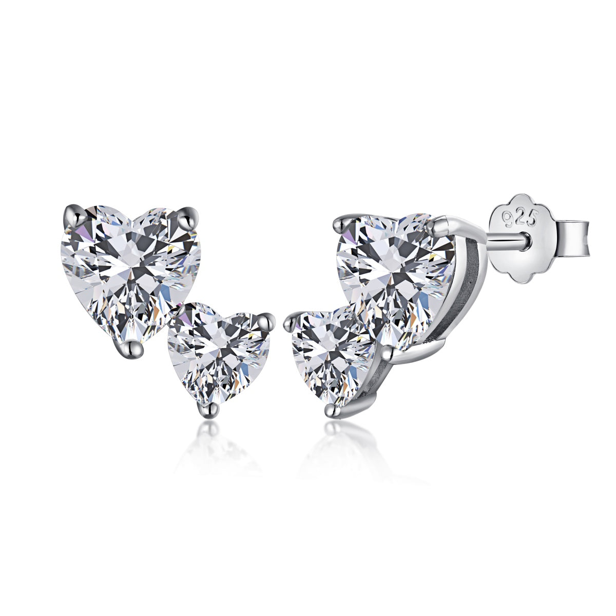 [Radiant Jewelry]Double Heart-Shape Classic Princess Style Earrings