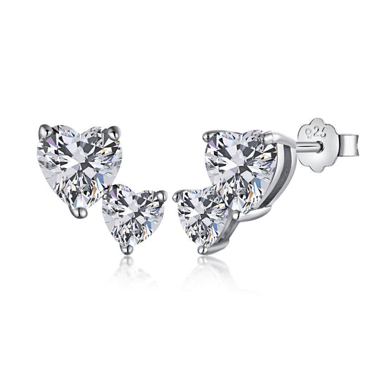 [Spark Jewelry]Double Heart-Shape Classic Princess Style Earrings