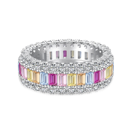 [Spark Jewelry]Dainty Colorful Radiant Cut Daily Ring