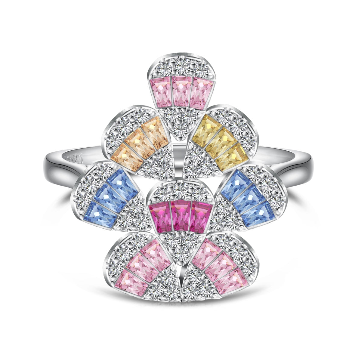 [Radiant Jewelry]Sparkling Colorful Water Drop Shape Daily Ring