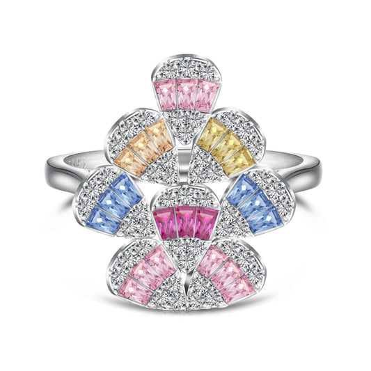 [Spark Jewelry]Sparkling Colorful Water Drop Shape Daily Ring
