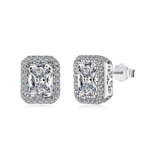 [Spark Jewelry]1.0 Carat Luxurious Dainty Emerald Cut Daily Earrings