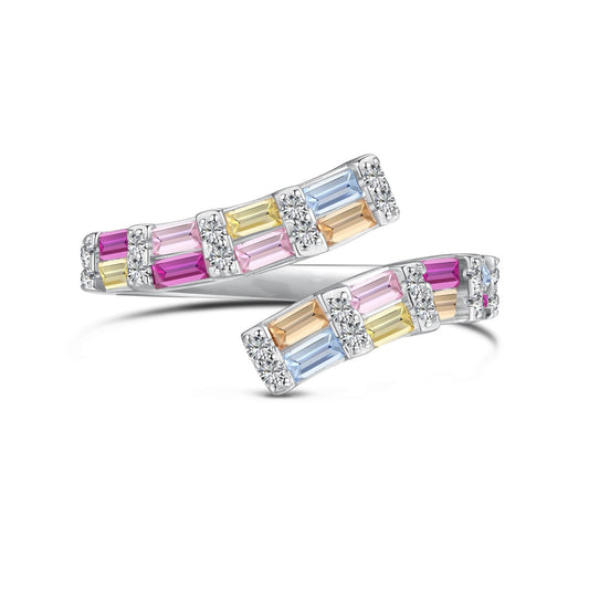 [Spark Jewelry]Charming Colorful Radiant Cut Adjustable Daily Ring