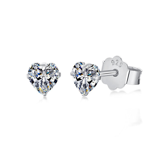 [Spark Jewelry]Sparkling Heart Shaped Simple Earrings