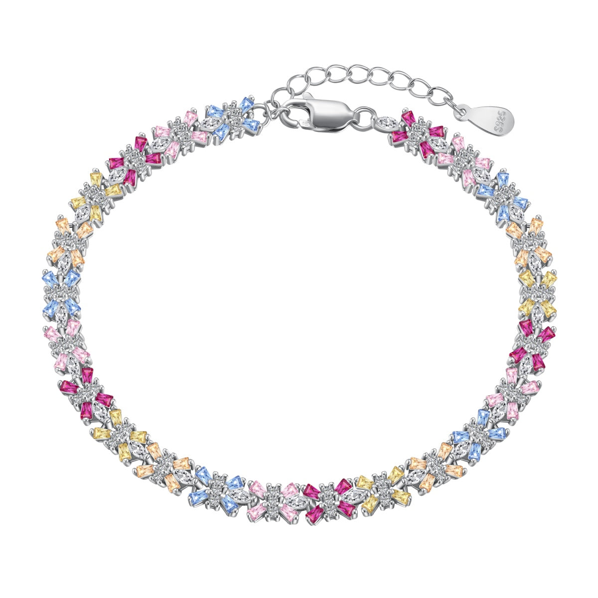 [Radiant Jewelry]Radiant Colorful Emerald Cut Party Bracelet