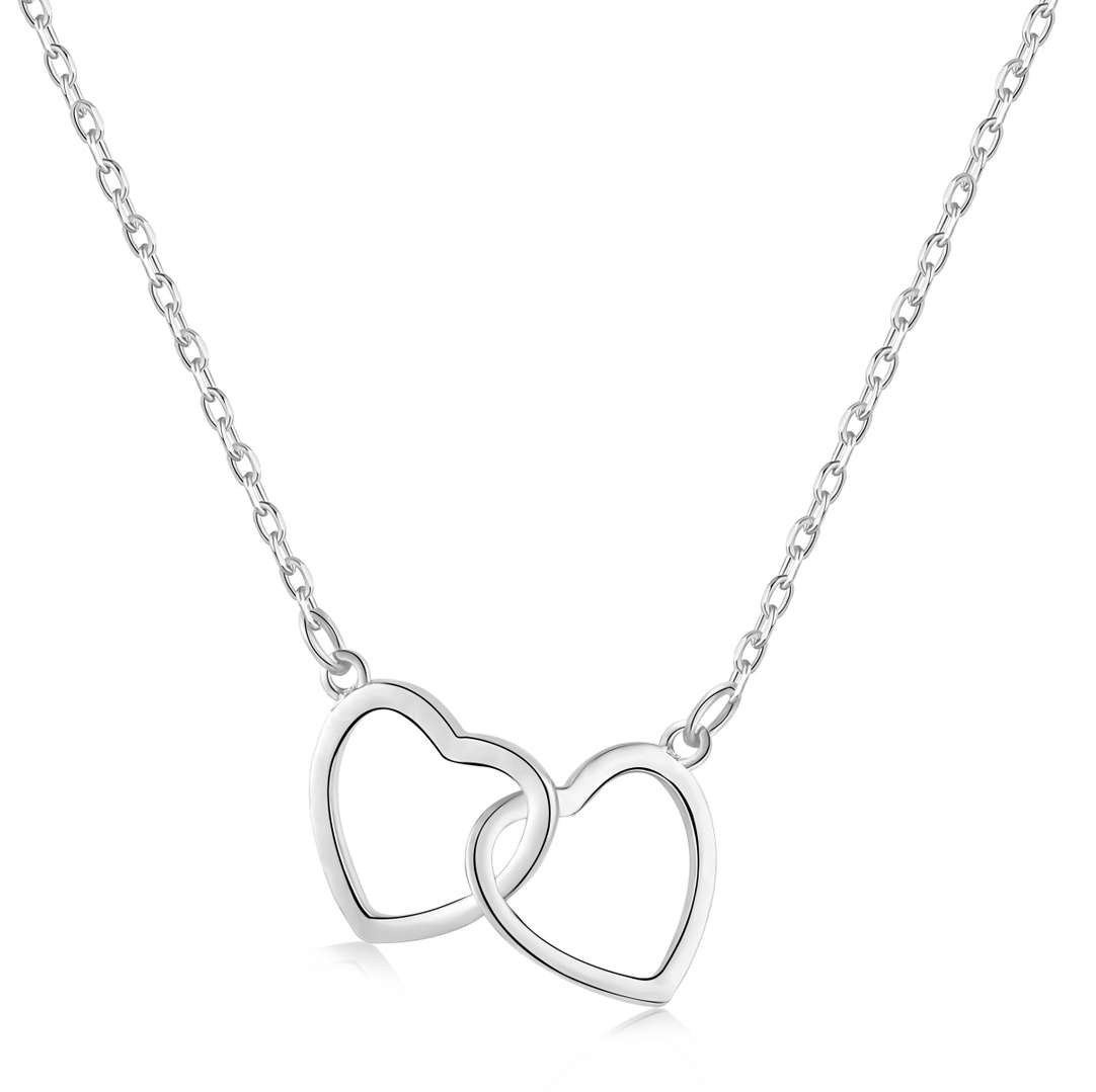 [Radiant Jewelry]Sterling Silver Love Double Ring Necklace