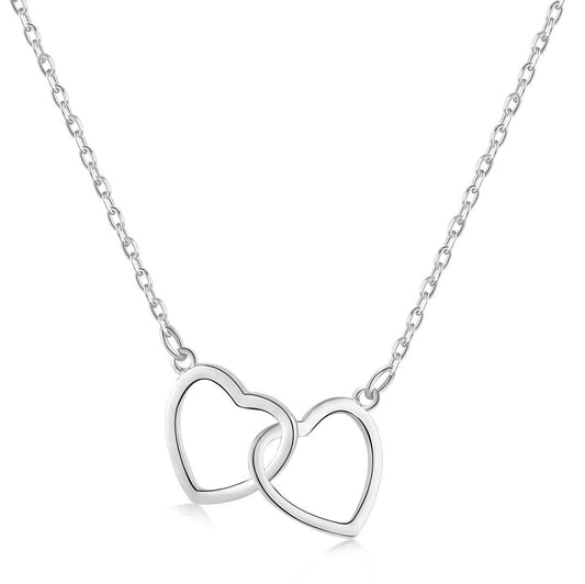 [Spark Jewelry]Sterling Silver Love Double Ring Necklace