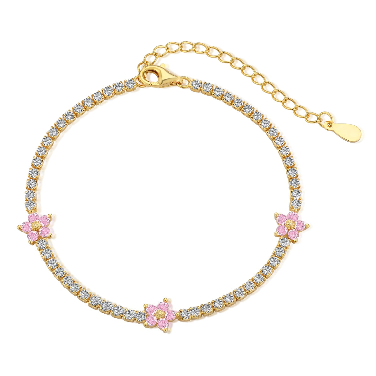 [Radiant Jewelry]Sparkling Flower Shape Tennis Bracelet